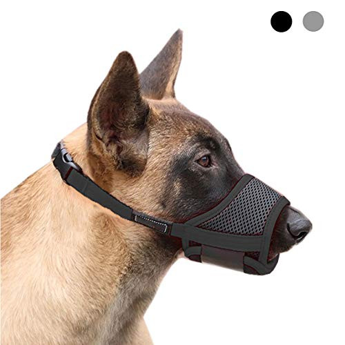 JWPC Nylon Dog Muzzle - Adjustable Quick Fit pet Muzzle Prevent from Biting Barking and Chewing for Small Medium Large Dogs,Black L