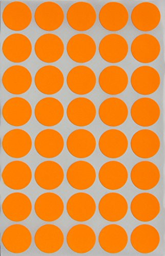 Royal Green Round Label Colored dot Stickers 19mm 3/4 inch - Neon Orange - 1000 Pack