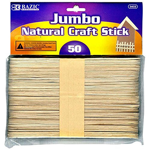 Pack of 2: BAZIC Jumbo Natural Craft Stick, Wood, 50 Per Pack - (100 total)