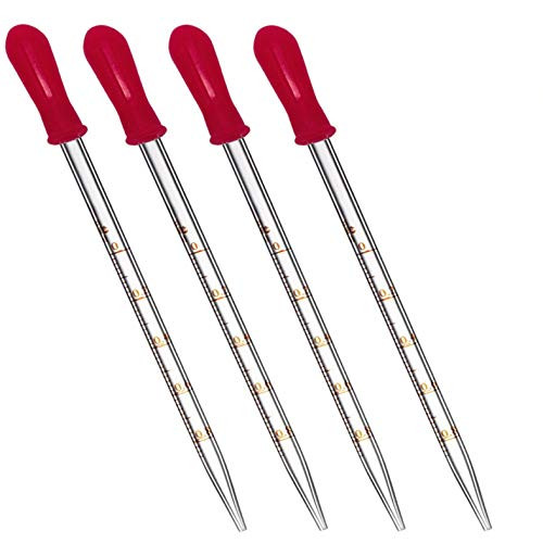 OESS Thick Glass Graduated Dropper Pipettes 1ml with Red Rubber Caps Pk/4 OESS Thick Glass Graduated Dropper Pipettes 1ml with Red Rubber Caps Pk/4