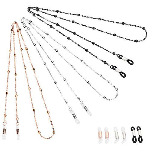 Jurxy 3PCS Eyeglass Chain Sunglass Strap Holder Reading Glass Cords Lanyard Beaded Necklace Chain Eyewear Retainer Chain Metal Beaded Eyeglasses Long Necklace Fashion Accessories Jurxy 3PCS Eyeglass Chain Sunglass Strap Holder Reading Glass Cords Lanyard Beaded Necklace Chain Eyewear Retainer Chain Metal Beaded Eyeglasses Long Necklace Fashion Accessories