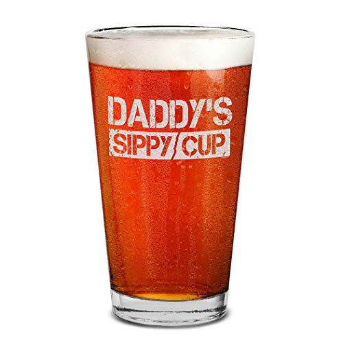 Shop4Ever Daddy's Sippy Cup Laser Engraved Beer Pint Glass Funny Gift for New Daddy to Be Promoted to Daddy