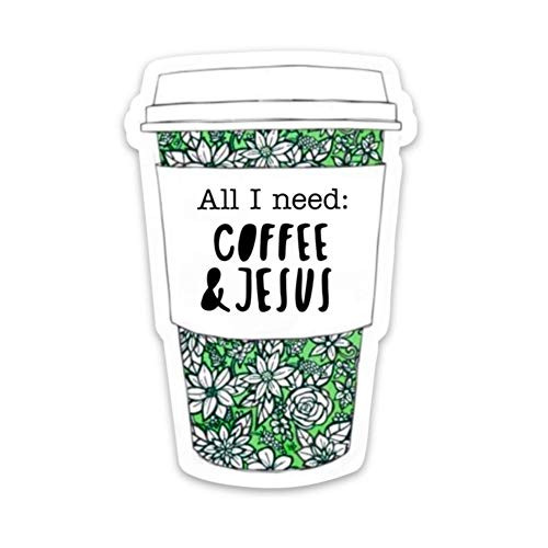 Coffee and Jesus - Christian stickers for a Bible journal, hydro flask, laptop, water bottle - Waterproof, vinyl decals about faith, Jesus, God Coffee and Jesus - Christian stickers for a Bible journal, hydro flask, laptop, water bottle - Waterproof, vinyl decals about faith, Jesus, God