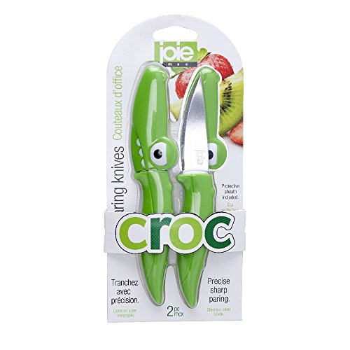 MSC International 18032 Joie Croc Paring Knives with Protective Sheath 6.4-Inches Green