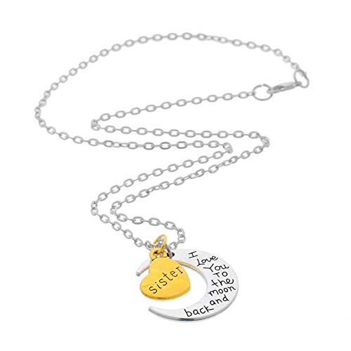 Sister Gifts Heart Pendant Necklace Sister Jewelry Graduation Birthday Christmas Gifts for Sister from Sister Brother