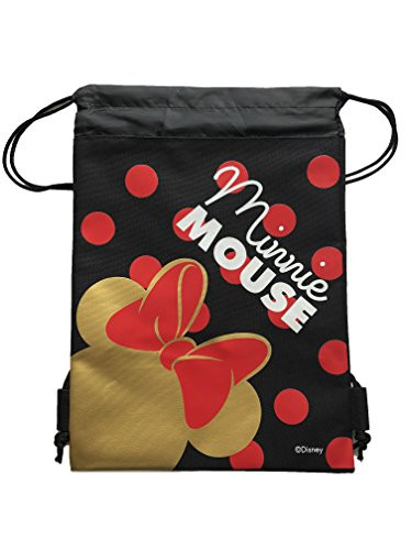Disney Minnie Mouse Drawstring Backpack Sling Tote School Sport Gym Bag (Gold)