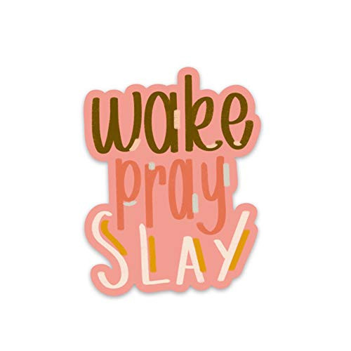 Christian sticker for a hydro flask, laptop, water bottle - Faith, Bible verse quotes, religious decals - Wake, pray, slay