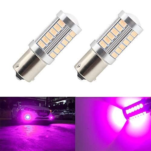 OSC Bright LED Bulbs BAU15S 7507 1156PY P21W 5630 33-SMD Pink 900 Lumens 8000K Super Bright LED Turn Tail Brake Stop Signal Light Lamp Bulb 12V 3.6W