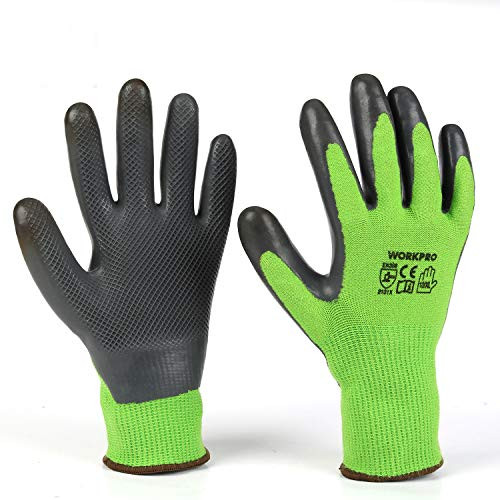 WORKPRO 2 Pairs Garden Gloves, Working Gloves with Eco Latex Palm Coated, Works Gloves with Touchscreen for Weeding, Digging, Raking and Pruning(L)
