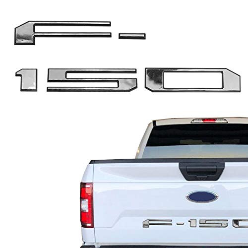 YOUTEER Tailgate Insert Letters for Ford F150 2018-2020 with Adhesive 3D Raised Tailgate Decal Letters Tailgate Insert Decals Letters (Silver-Black)