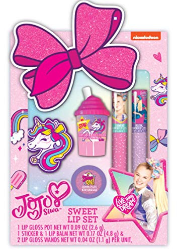 Taste Beauty JoJo Siwa Live Your Dream Sweet Lips Set- Unicorn Smoothie Lip Balm, 2 Flavored Wands, Sticker  and  Shine On Gloss Pot
