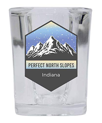 Perfect North Slopes Indiana Ski Adventures 2 Ounce Square Base Liquor Shot Glass