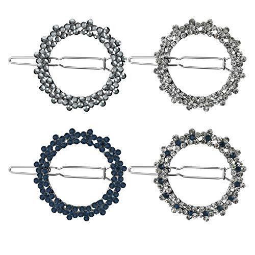 COTTVOTT Hollow Geometric Hair Clips Barrettes Women Girls Rhinestones Circle Star Hairpin Hair Accessories (MixstyleB-4pcs)