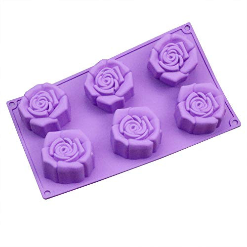 KEEGEE 6 Cavity Assorted Silicone Flower Soap Mold DIY Soap Mold Handmade Chocolate Biscuit Cake Muffine Silicone Mold