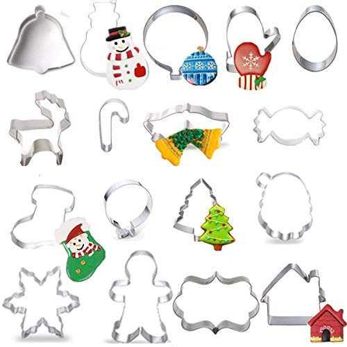 17pcs Cookie Cutters Mini Geometric Shaped Cookie Biscuit Cutter Set Stainless Steel Christmas Biscuit Mold