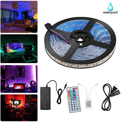 BAILIDA StripSun LED Strip Lights SMD 5050 Waterproof 16.4ft 5M 300leds RGB Color Changing Flexible LED Rope Lights with 44Key Remote +12V 5A Power Supply +IR Control Box BAILIDA StripSun LED Strip Lights SMD 5050 Waterproof 16.4ft 5M 300leds RGB Color Changing Flexible LED Rope Lights with 44Key Remote +12V 5A Power Supply +IR Control Box