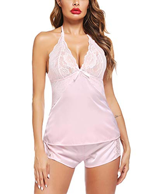 Avidlove Sexy Sleepwear for Women Satin Pajamas Set Lace Camisole Shorts Nightwear Khaki,Medium Avidlove Sexy Sleepwear for Women Satin Pajamas Set Lace Camisole Shorts Nightwear Khaki,Medium