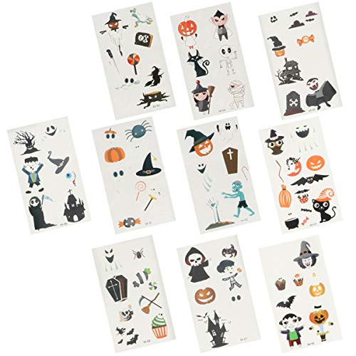 HEALLILY 10pcs Halloween Tattoo Glow in the Dark Tattoos Halloween Temporary Tattoos for Kids Halloween Make Up Costume Party Favors