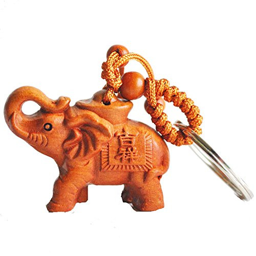 Cute Hand Carved Wooden Elephant Key Ring,Keychain, Key Holder Keychain (Elephant #2) Cute Hand Carved Wooden Elephant Key Ring,Keychain, Key Holder Keychain (Elephant #2)