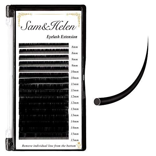 Sam and Helen Eyelash Extensions,16 Rows Individual Lashes 0.05mm D Curl 8-15mm Black Matte Classic Individual Eyelash Extensions,Lash Extension Supplies,Mink Lashes Professional Salon Use