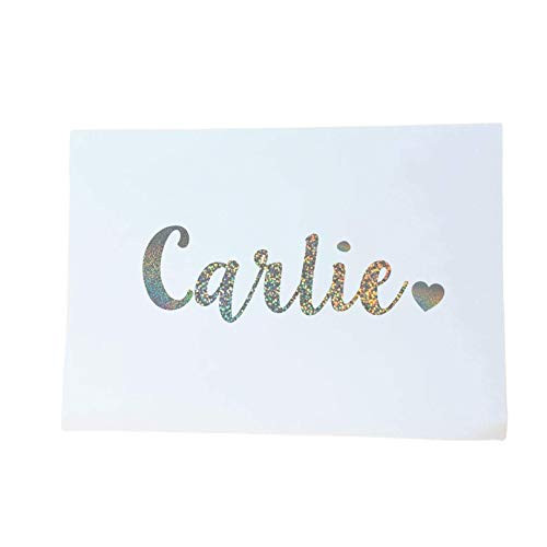 Custom Word or Name Decal with Heart Sticker - Personalized Vinyl Decal for Yeti Tumbler, RTIC Cup, Laptop, Car Window Accessories for Women - Holographic, Custom Size and Color