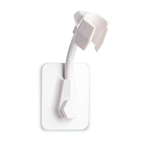Shower Head Holder 360 Degree Adjustable Handheld Showerhead Bracket Adjustable Shower Holder, Removable No-Punching Wall Mounted Shower Head Bracket (White)