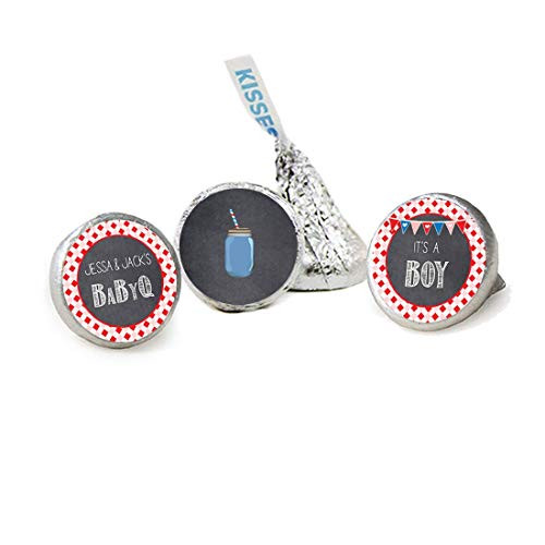 It's a Boy Baby Q Baby Shower Favor Stickers, Personalized Kisses Candy Stickers, 324 Total Labels