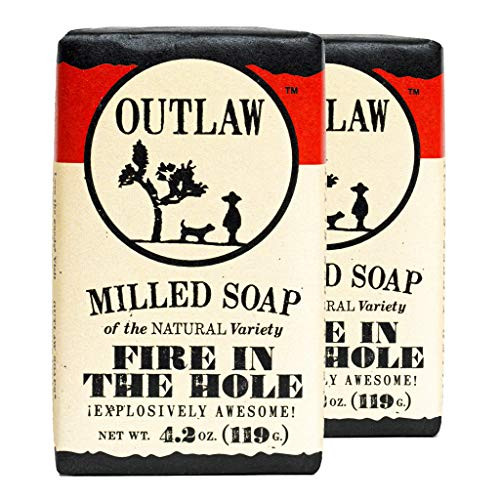 Outlaw Fire in the Hole Milled Soap - Explosively Awesome - Campfire, Gunpowder, Sagebrush, Whiskey, and Weekend Camping - Men's or Women's Bar Soap - 2 Pack