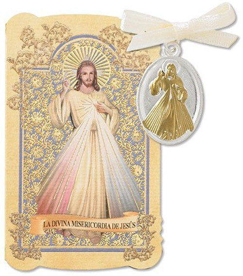 CB Catholic Gift Prayer Folder with Spanish Divine Mercy La Divina Misericordia De Jesus Tu Tone Gold Silver Toned Charm Medal Pendant CB Catholic Gift Prayer Folder with Spanish Divine Mercy La Divina Misericordia De Jesus Tu Tone Gold Silver Toned Charm Medal Pendant