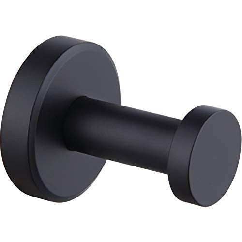 Towel Hook Matte Black, Angle Simple Stainless Steel Bath Towel Holder, Bathroom Robe Hook, Round Towel Hanger Wall Mount