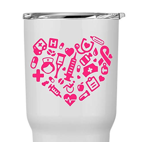 Nurse  and  Doctor Heart Shaped Medical Items Decal Sticker for Laptop School Phone Car Yeti RTIC Tumbler or Cup