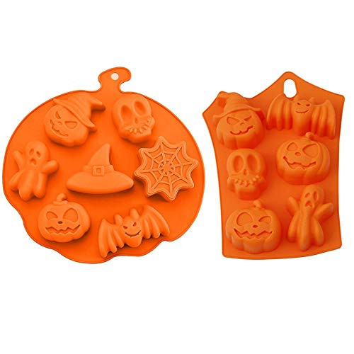 Tomsi Halloween Silicone Baking Mold, 3D Pumpkin Cake Mold Baking Tools for Candy, Baking, Cake Decoration, Soap Making, Chocolate, Candle, Clay 2Pcs
