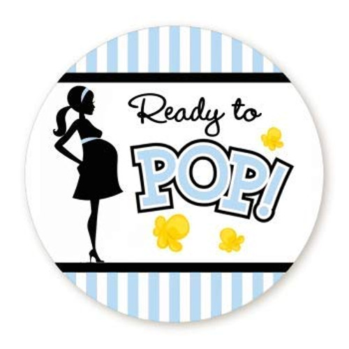 Classic Ready to Pop Stickers - Ready To Pop Baby Shower Stickers for Popcorn - Ready to Pop Stickers for a Girl or boy (Blue, 1.67") Classic Ready to Pop Stickers - Ready To Pop Baby Shower Stickers for Popcorn - Ready to Pop Stickers for a Girl or boy (Blue, 1.67")