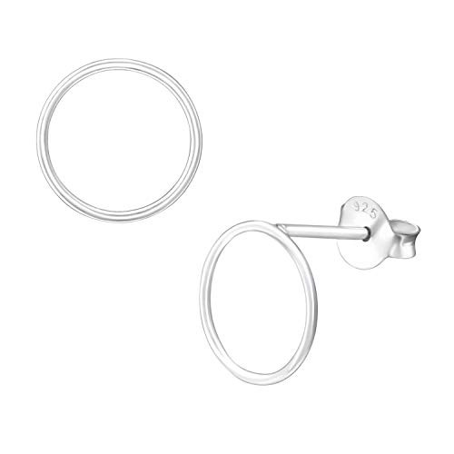 10mm Open Circle Round Karma Stud Earrings 925 Sterling Silver Dainty Push Back