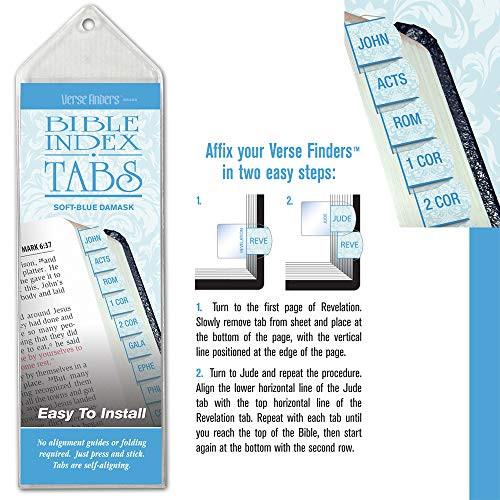 Verse Finders Bible Index Tabs - Horizontal Damask Soft Blue