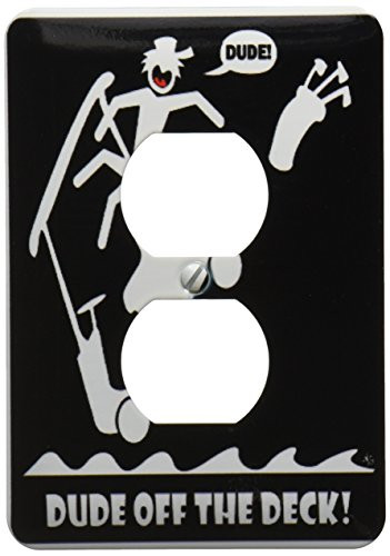 3dRose LLC lsp_13149_6 Dude Off The Deck Black Sign 1, 2 Plug Outlet Cover