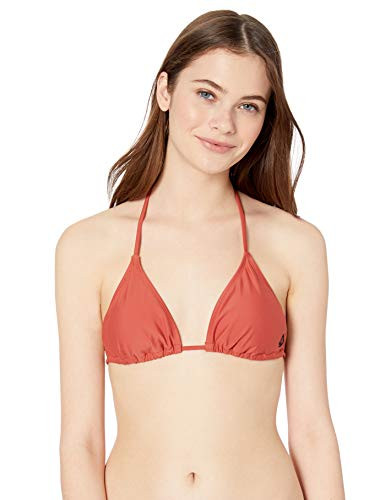Volcom Junior's Plus Size Women's Simply Solid Triangle Bikini Top, Burnt red, 16W