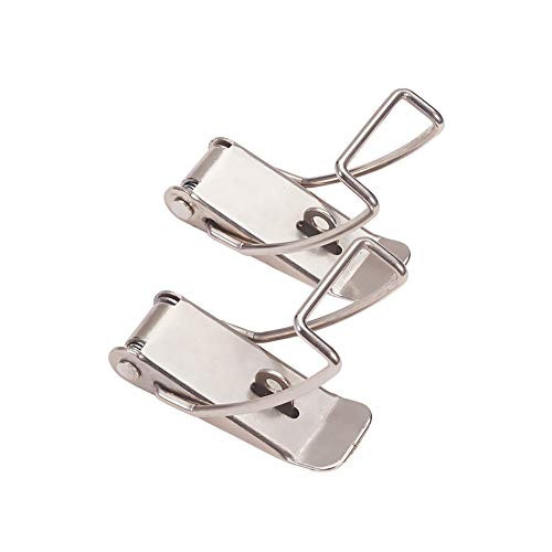 MroMax Nickel Plated Iron Spring Loaded Draw Toggle Latch Catches Hasp with Lock Hole (118.5mm / 4.67" Length) 2Pcs