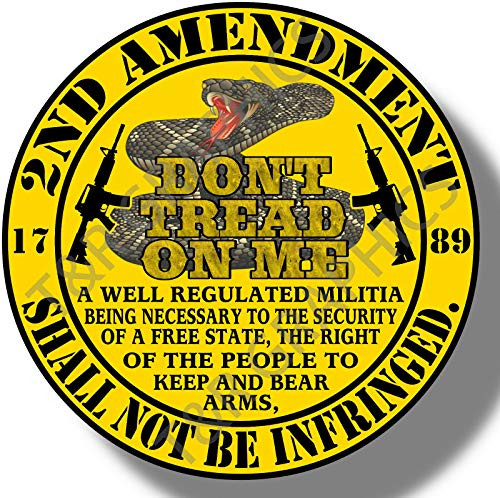 Decal 2nd Amendment Gun Sticker Don't Tread on Me for Car Bumper Truck Window Laptop Vinyl (5 in)