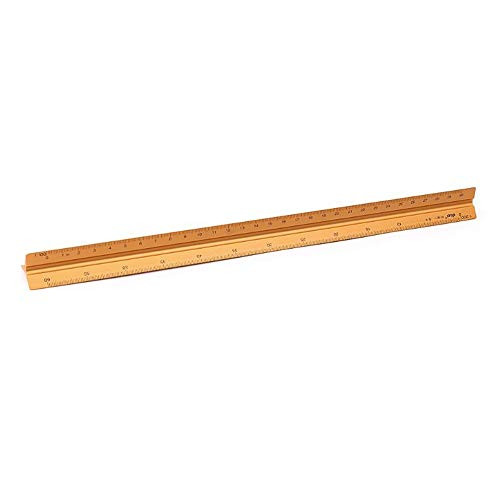 SIlver Black Architect Engineer Metal Tri-Scale 1:20-1:500 Triangular Scale Gauges Ruler Measuring Gauging Tools(Gold L)