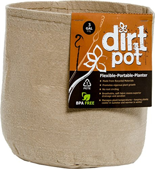 Hydrofarm HGDBT3 Tan 3 Gallon Dirt Pot, 3 gal