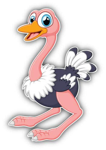 Cute Ostrich Cartoon Animal 5 INCH STICKER GRAPHIC - Bumper WIndow Laptop Locker Waterbottle Folder Sticker Sign