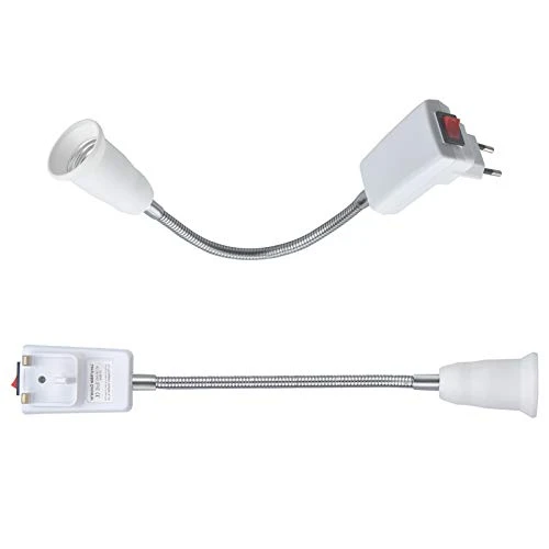 Luxvista E27/E26 Socket Adapter with On/Off Switch 30CM/11.8 Inch Flexible Extension Lamp Bulb Holder With Standard US Power Plug Light Socket Extender/Converter for Desk Lamp Bulb (2-Pack)