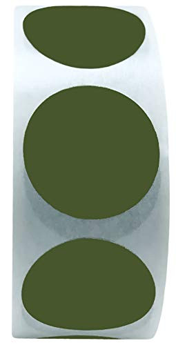 Olive Green Color Coding Labels for Organizing Inventory 0.75 Inch Round Circle Dots 500 Total Adhesive Stickers On A Roll