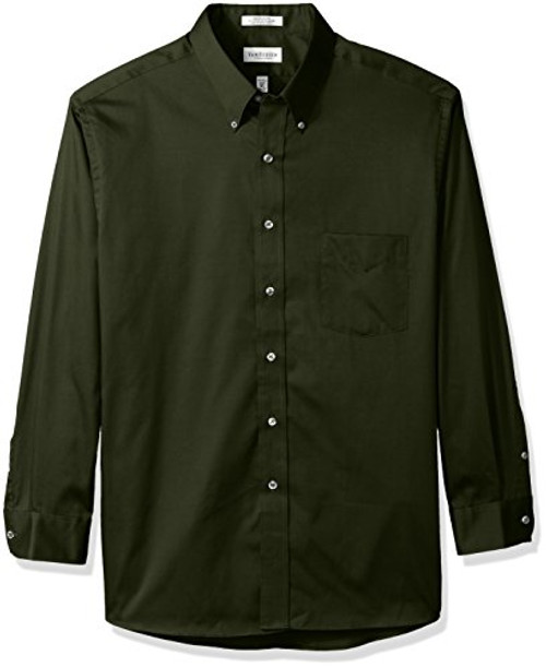 Van Heusen Men's Regular Fit Oxford Button Down Collar Dress Shirt, Dark Green, Medium