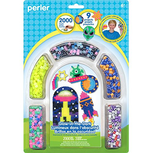 Perler Beads 'Outer Space' Glow in the Dark Fuse Bead Activity Kit for Kids Crafts, 2004 pcs