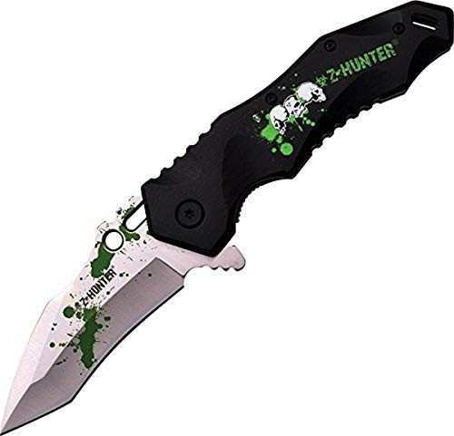 MASTER CUTLERY ZB-110BG Z-Hunter 5" Folder, Green Z Coating Satin Blade, Z Logo on Black Handle with Clip