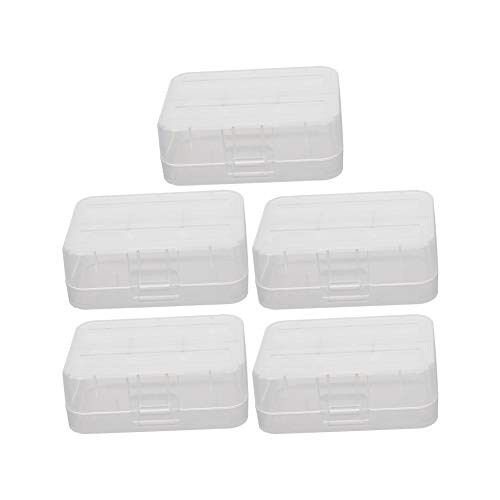 Fielect Battery Storage Case Holder Transparent for 18500 Model Battery 2 Capacity 5Pcs