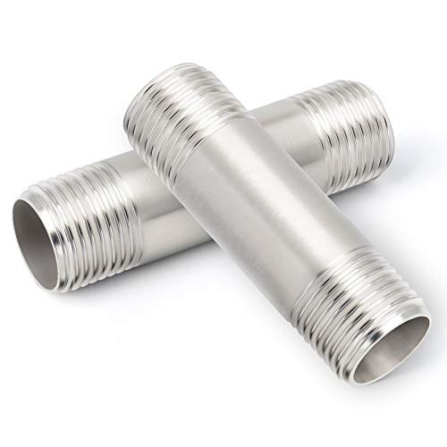 Taisher 2Pcs Stainless Steel Pipe Fittings, 3/4" NPT x 3/4" NPT Male Threaded, 2" Length Nipple Cast Pipe