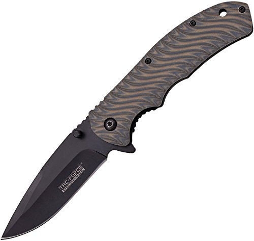 MASTER CUTLERY TF-833G10 Tac-Force 4.75" Folder Black Blade, Twotone Gray/Tan NC G10 Handle with Pocket Clip